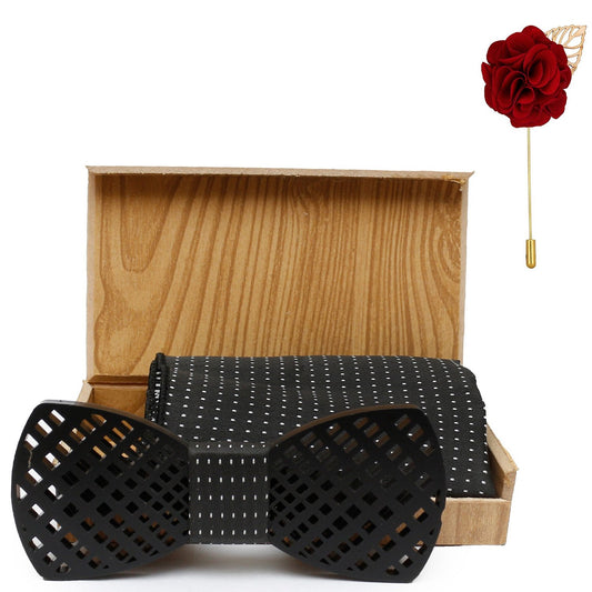 Net Acrylic Bow Tie With Pocket square and Lapel Pin