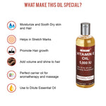 Vitamin E Oil , 5000 I.U For Stretch Marks, Dry Skin and Hair