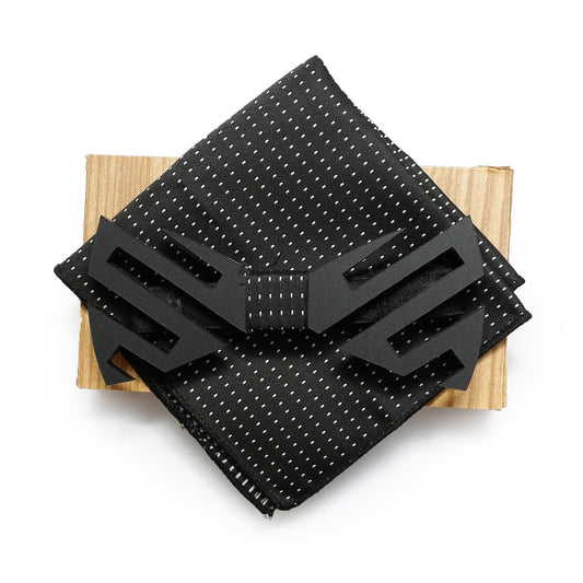 Zig Zag Acrylic Bow Tie With Pocket square and Lapel Pin