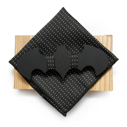 Bat Acrylic Bow Tie With Pocket square and Lapel Pin