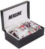 Grey Floral Neck Tie , Pocket Square and Lapel Pin Gift set