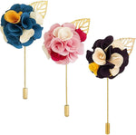 Multi-Colored Floral Lapel Pin Set of 3