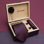 Wine Neck Tie, Cufflinks, Pocket Square And Lapel Pin Combo Gift Set