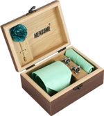 Aqua Green Neck Tie, Cufflinks, Pocket Square And Lapel Pin Combo Gift Set