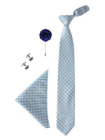 Blue Neck Tie, Cufflinks, Pocket Square And Lapel Pin Combo Gift Set