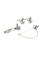 MENSOME Anchor Cufflinks , Tie Pin and Lapel Pin Gift Set